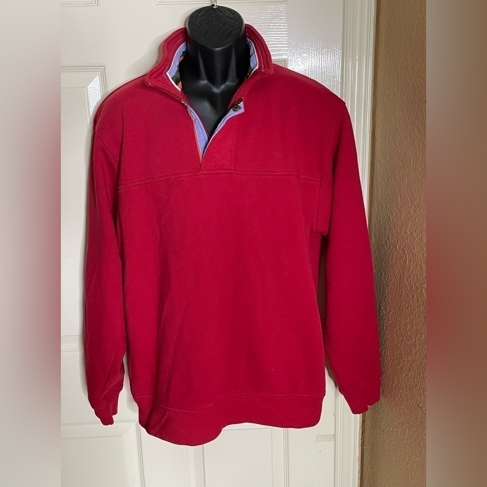 Orvis Mens Signature Quarter Zip Pullover Sweater (Red, Med  )​​​​​​​​​​​​​​​​